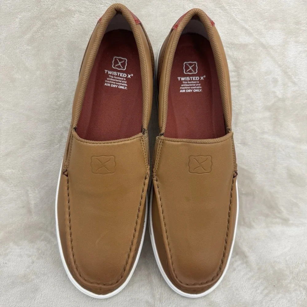 Twisted X Mens Slip-On Kicks MCA0048 Size 13M Tan Leather Moc Toe Shoes NWOT